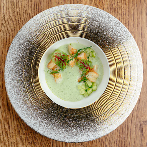 Холодный суп с креветками и огурцом 260 г.