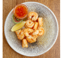 Тигровые креветки жареные с соевым соусом и чесноком 175г.